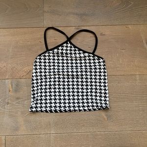 Halter Black and White Crop Top